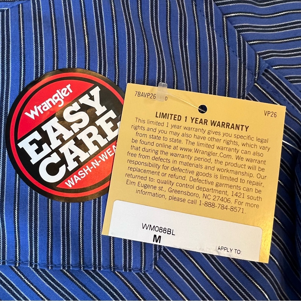 wrangler blue shimmer striped pearl snap shirt - Picture 9 of 12